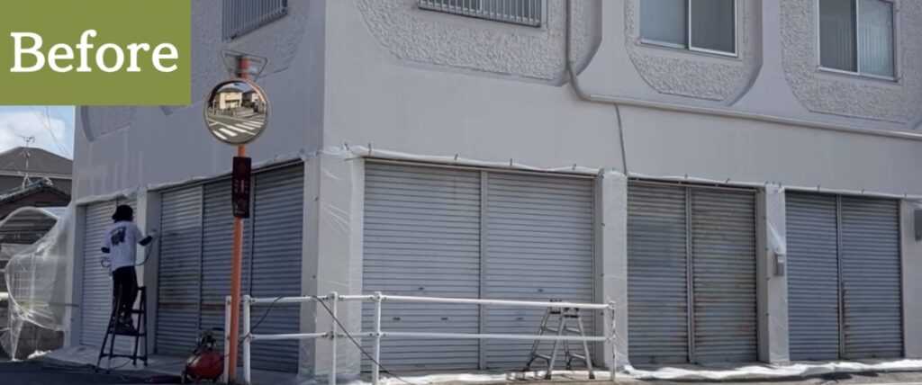 シャッターの錆止め塗装前